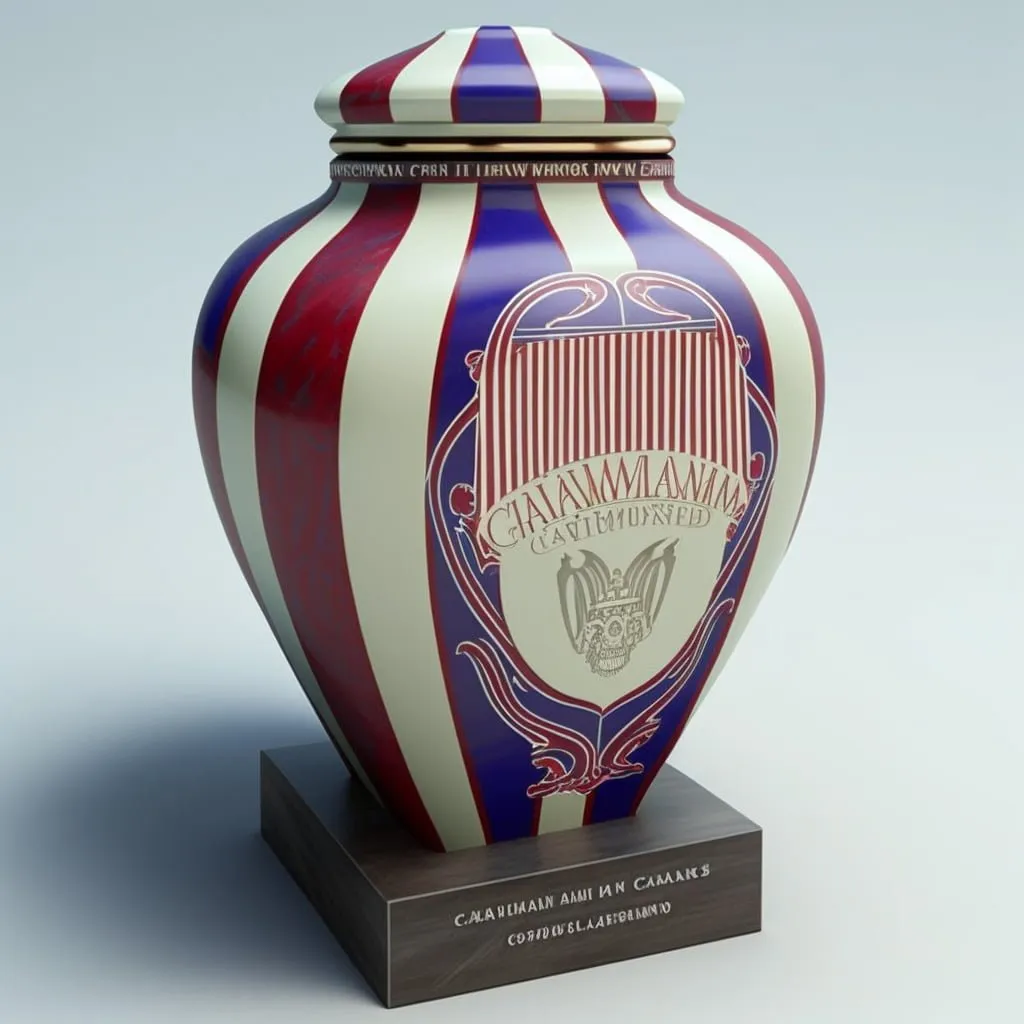 Urn with the colors or logo of the deceased's favorite team