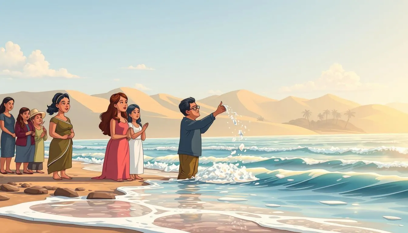 ceremonia de esparcimiento de cenizas en el agua
